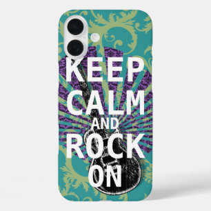 KEEP CALM AND ROCK ON change teal any colour iPhone 16 Plus Case