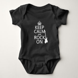Keep Calm and Rock On (guitar)(any colour) Baby Bodysuit