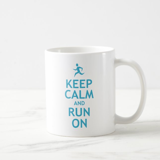 Keep Calm and Run On (blue) Coffee Mug (Right)