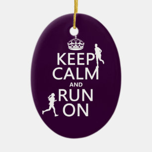 Keep Calm and Run On (customisable colours) Ceramic Tree Decoration