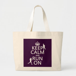 Keep Calm and Run On (customisable colours) Large Tote Bag