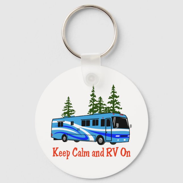 Keep Calm and RV On Key Ring (Front)