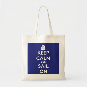 Keep Calm and Sail On Blue Tote Bag