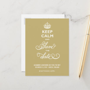 Keep Calm And Save The Date Vintage Script Funny Announcement Postcard