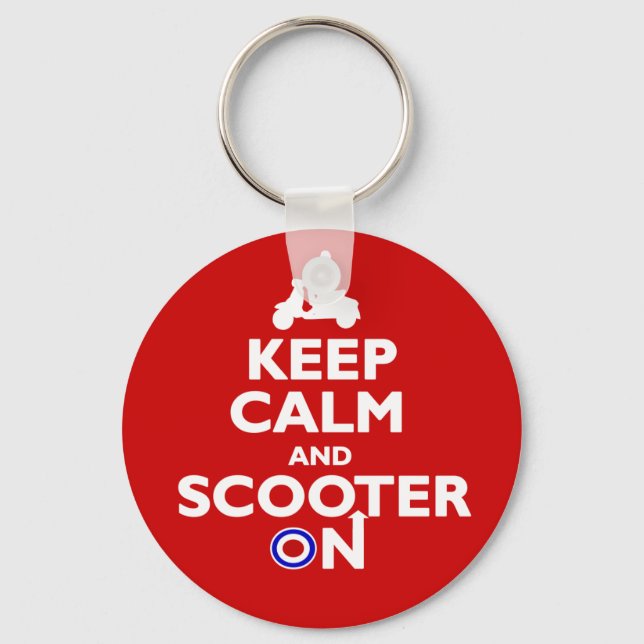Keep Calm and Scooter On Keychain (Front)