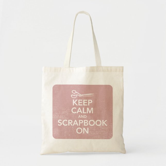 Keep Calm and Scrapbook On Tote 2, Inverted Pink Bag (Front)