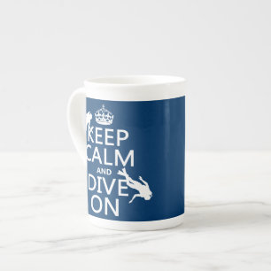 Keep Calm and (scuba) Dive On (in any colour) Bone China Mug