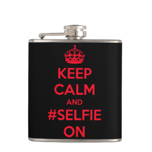 Keep calm and #selfie on hip flask
