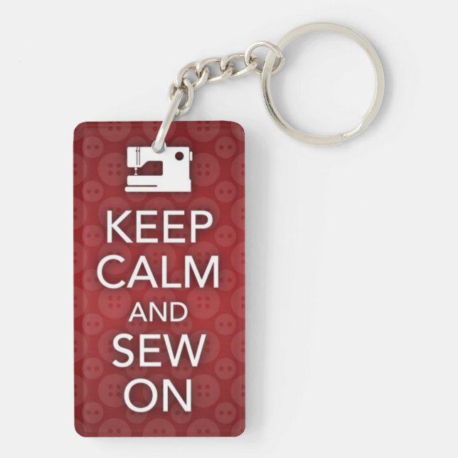 Keep Calm and Sew On Keychain Red (Back)