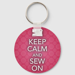 Keep Calm and Sew On Pink Keychain