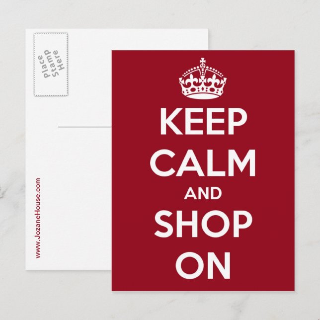 Keep Calm and Shop On Postcard (Front/Back)