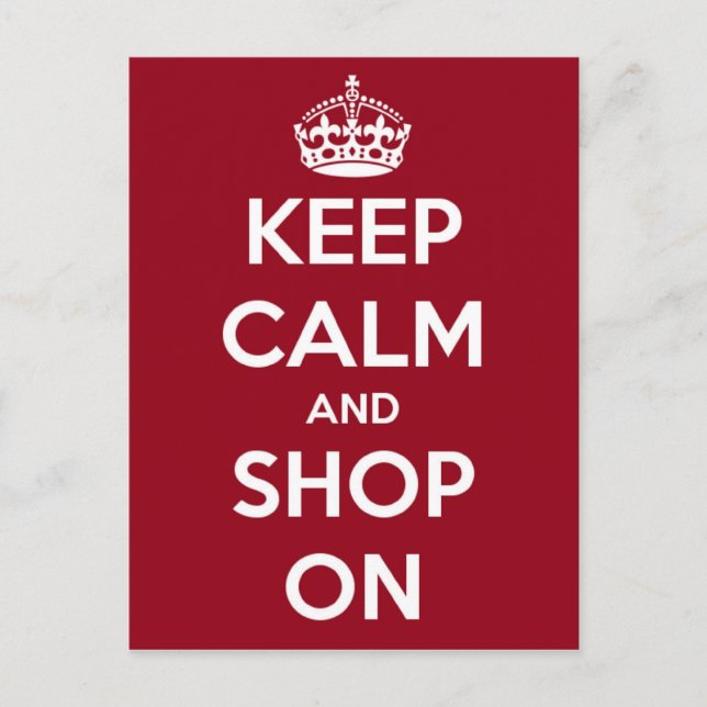 Keep Calm and Shop On Postcard (Front)