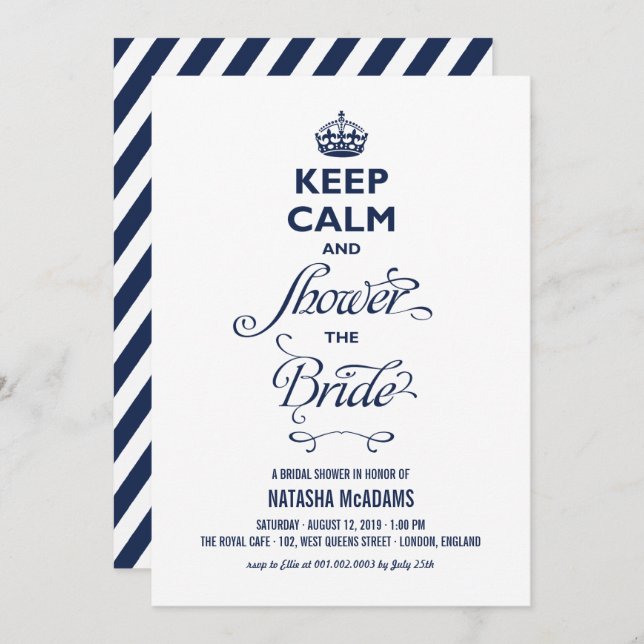 Keep Calm And Shower The Bride Funny Bridal Shower Invitation (Front/Back)