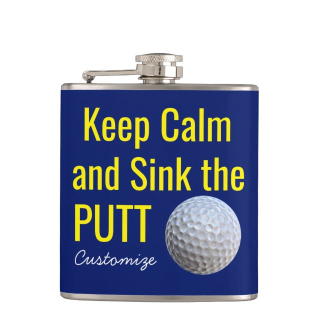 Keep Calm And Sink The Putt Vinyl Wrapped Flask (Front)