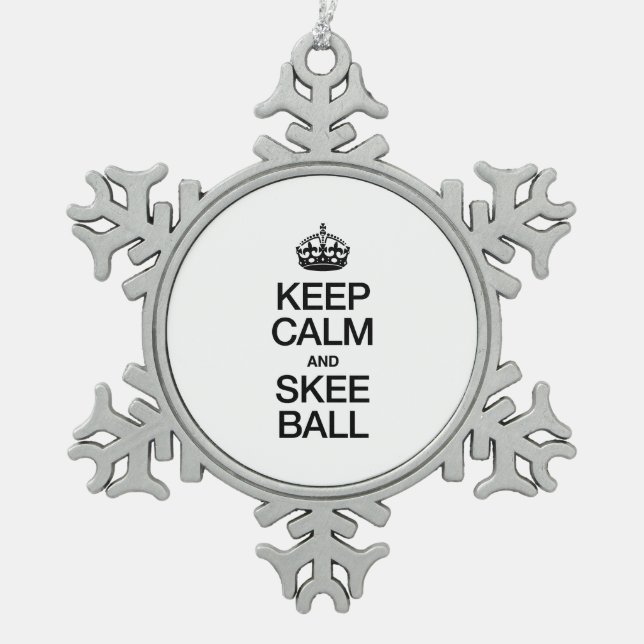 KEEP CALM AND SKEEBALL SNOWFLAKE PEWTER CHRISTMAS ORNAMENT (Front)