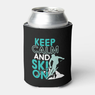 Keep Calm and Ski On Funny Skiing Winter Sports Can Cooler