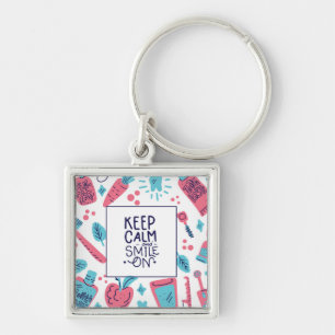 Keep Calm And Smile On Cute Phrase Key Ring