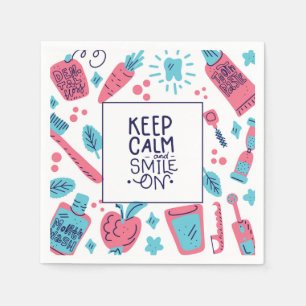 Keep Calm And Smile On Cute Phrase Napkin