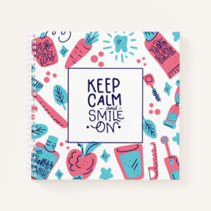 Keep Calm And Smile On   Cute Phrase Notebook