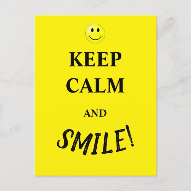 Keep calm and smile postcard (Front)