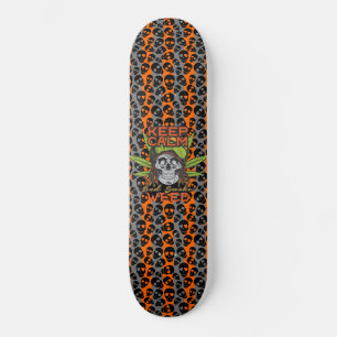 Keep Calm And Smoke Weed Rastafarian Skull Skateboard