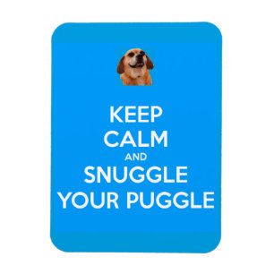 Keep Calm and Snuggle Your Puggle MAGNET - Blue