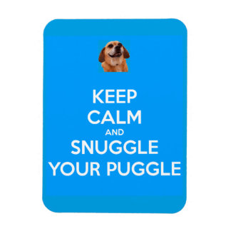 Keep Calm and Snuggle Your Puggle MAGNET - Blue