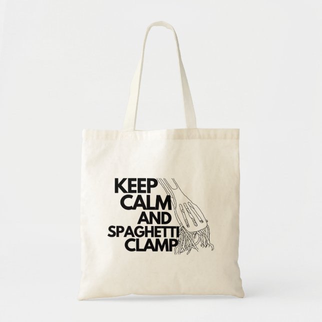 Keep calm and spaghetti clamp tote bag (Front)