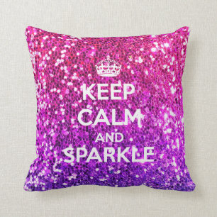 Keep Calm and Sparkle Glitter LookLike Rainbow Cushion