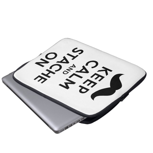 Keep Calm and Stache On Laptop Sleeve (Front Bottom)