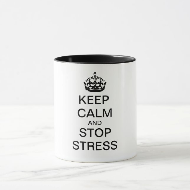 Keep Calm and STOP STRESS - personalised text Mug (Center)