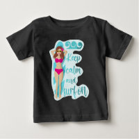 Keep calm and surf on brunette girl