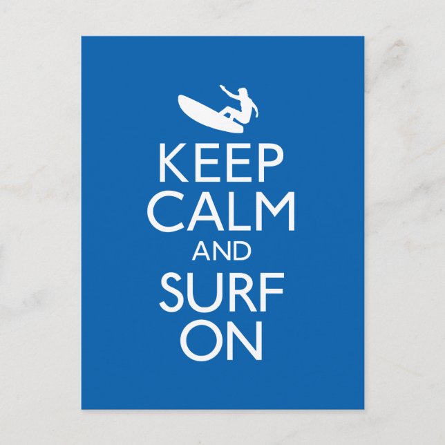 Keep Calm and Surf On Postcard (Front)