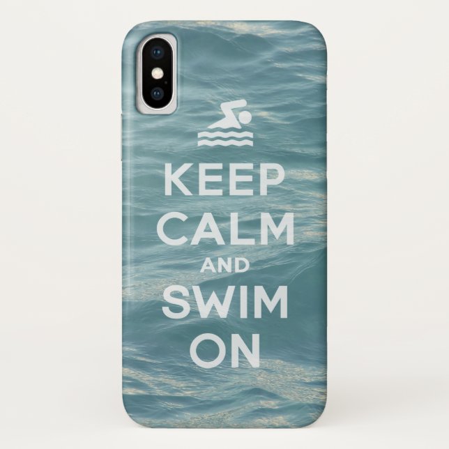 Keep Calm And Swim On Funny Case-Mate iPhone Case (Back)