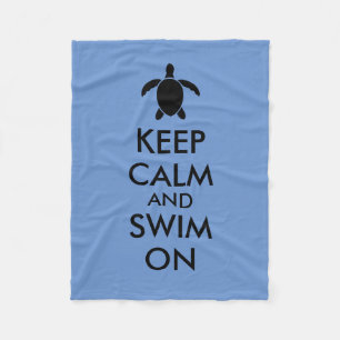 Keep Calm and Swim On Honu Sea Turtle Custom Fleece Blanket