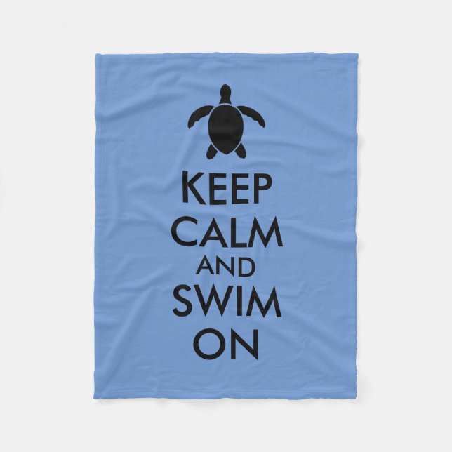 Keep Calm and Swim On Honu Sea Turtle Custom Fleece Blanket (Front)