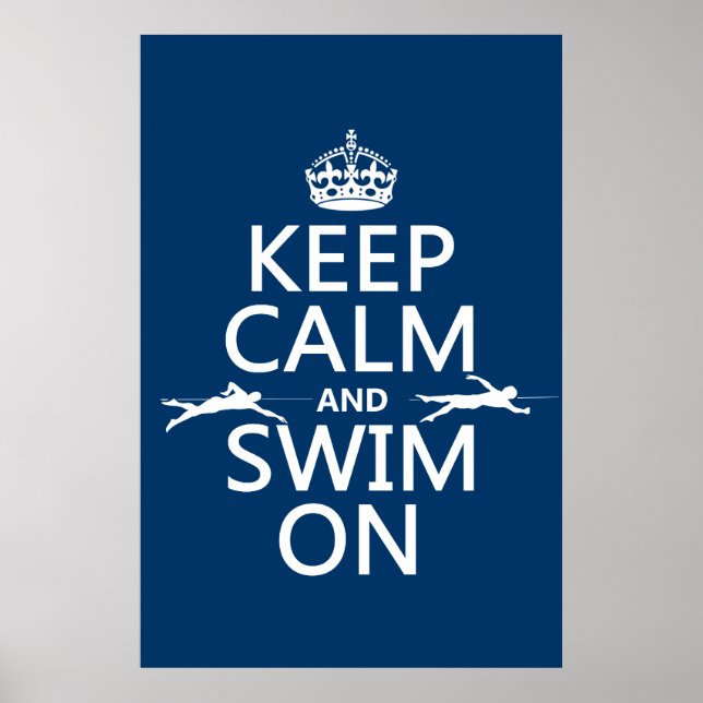 Keep Calm and Swim On (in any colour) Poster (Front)