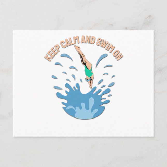 Keep Calm and Swim On - Swimmer Design Postcard (Front)