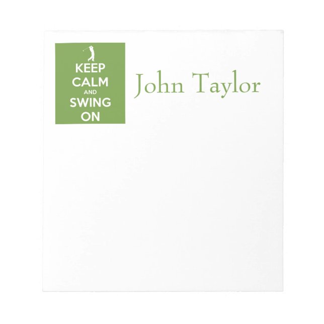 Keep Calm and Swing On Green Notepad (Front)