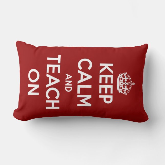Keep Calm and Teach On Red Lumbar Cushion (Front)