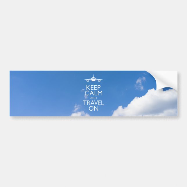 KEEP CALM AND TRAVEL ON BUMPER STICKER (Front)