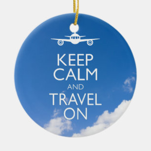 KEEP CALM AND TRAVEL ON CERAMIC TREE DECORATION