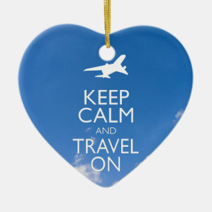 KEEP CALM AND TRAVEL ON CERAMIC TREE DECORATION