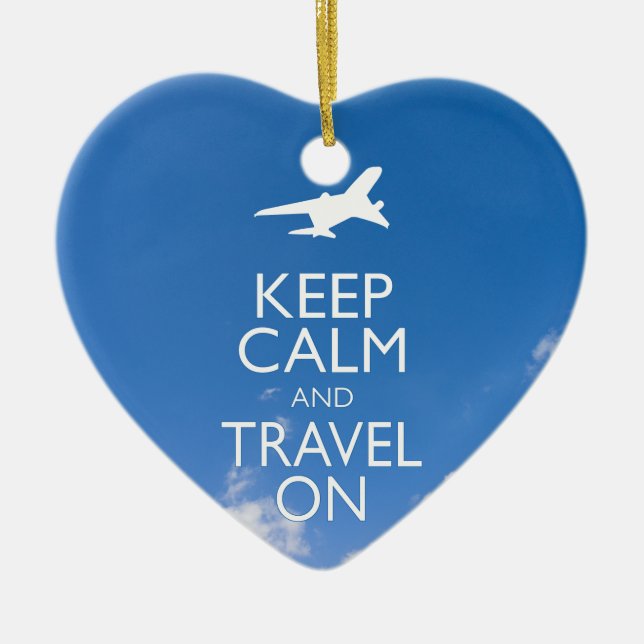 KEEP CALM AND TRAVEL ON CERAMIC TREE DECORATION (Front)