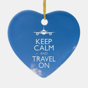 KEEP CALM AND TRAVEL ON CERAMIC TREE DECORATION
