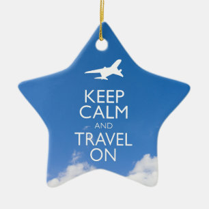 KEEP CALM AND TRAVEL ON CERAMIC TREE DECORATION