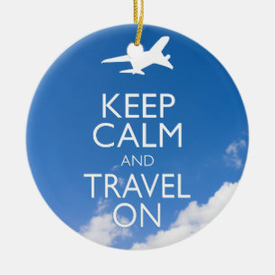 KEEP CALM AND TRAVEL ON CERAMIC TREE DECORATION