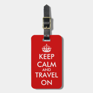 Keep calm and travel on luggage tag Red colour