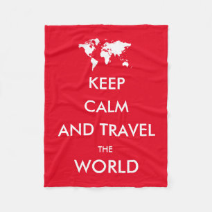 Keep calm and travel the world fleece blanket