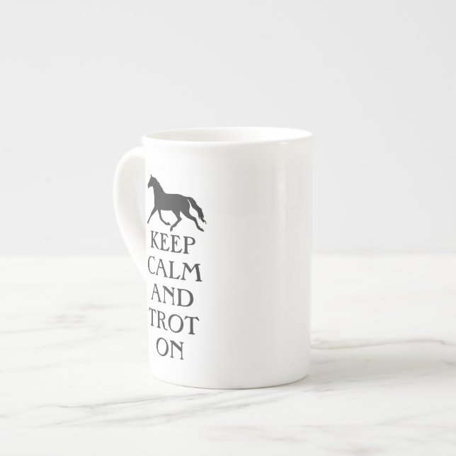 Keep Calm and Trot On Equestrian Bone China Mug (Front Left)
